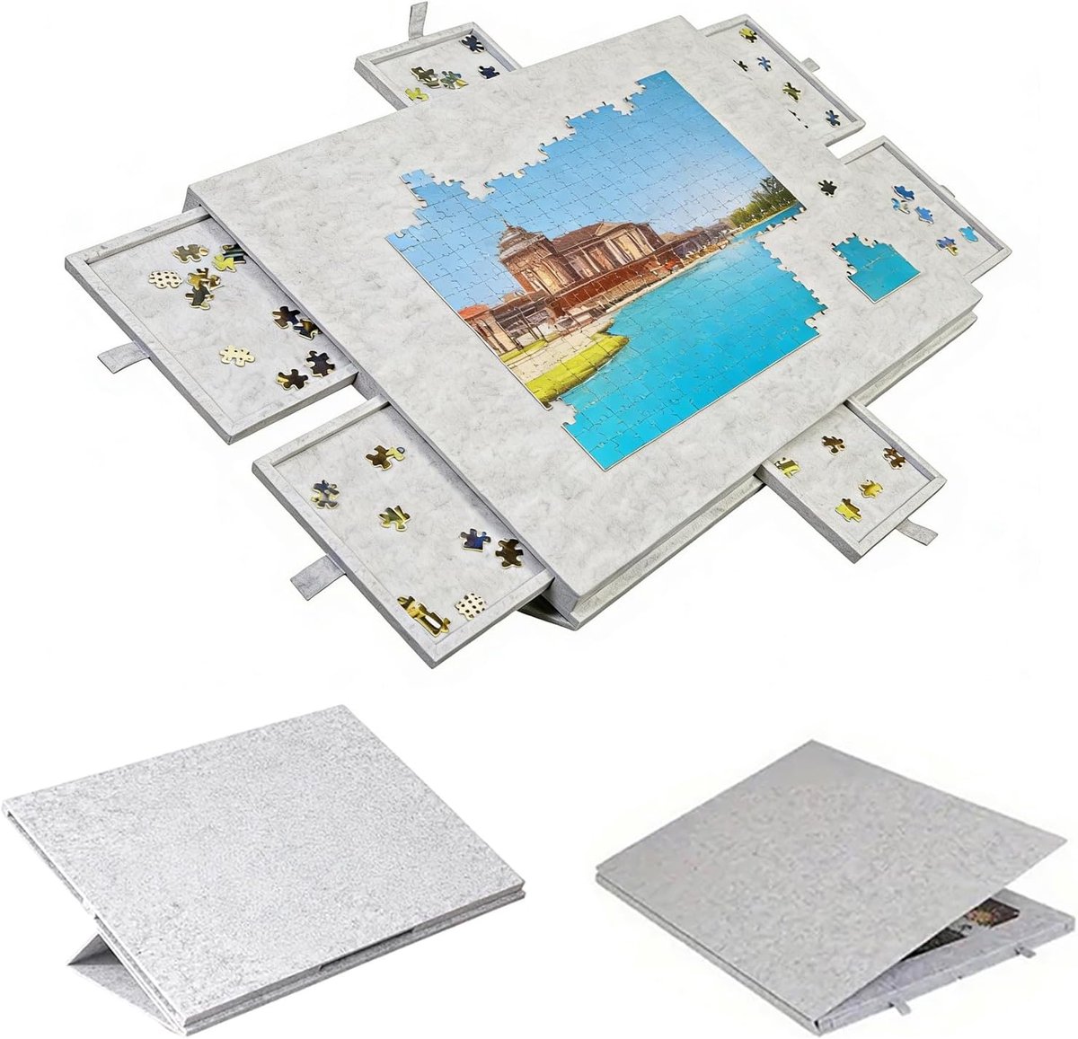 Puzzeltafel 1000 Stukjes - Viltoppervlak - 6 Laden - Perfect voor Thuis en Op Reis - ShopVlot