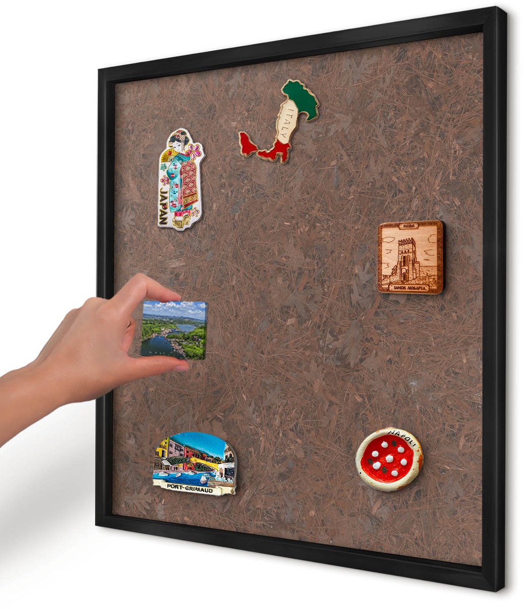 Artprintcave Bruin Magneetbord mit Zwart Frame - 50x50 cm - Herfsttapijt Memobord Keuken - Rustiek Wandbord Magnetisch - Natuur
