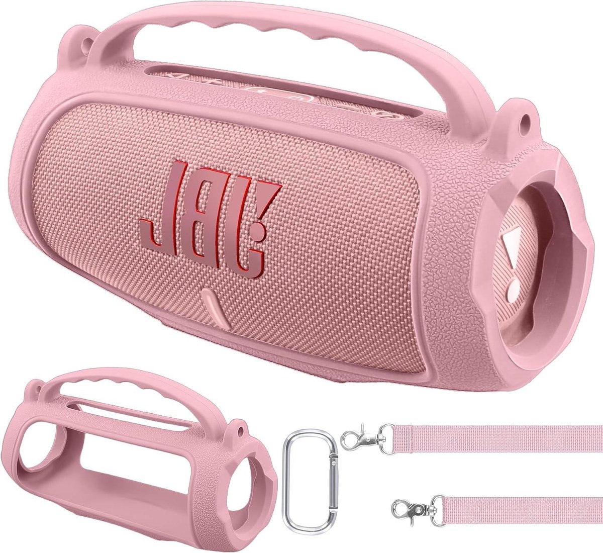 Draagbare Speaker Beschermhoes - Siliconen Hoes - Muziek Luisteren - Met Draagband - 22.7 cm - Roze