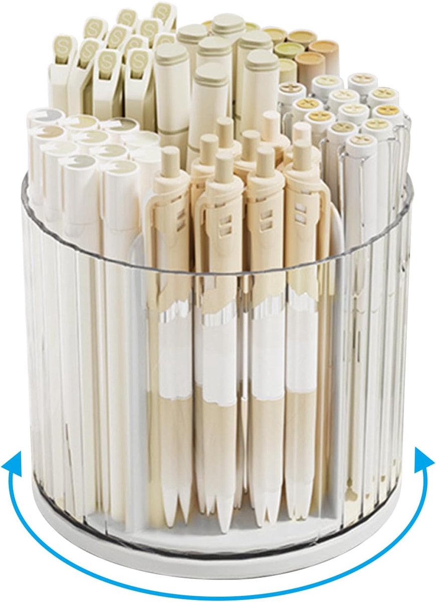 Pennenset met 360° draaibare basis - 6 vakken - praktische organizer - ideaal voor kantoor en thuis - ShopVlot
