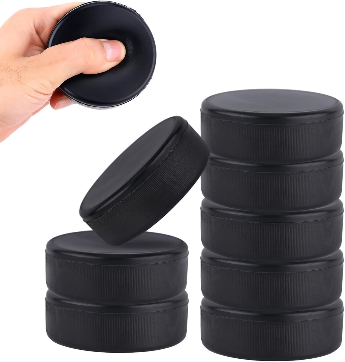 Pucks, Diameter 7,5cm / Dikte 2,5cm, Lichtgewicht Schuimhockeypucks voor Praktijk en Klassieke Training, Indoor (Zwart)