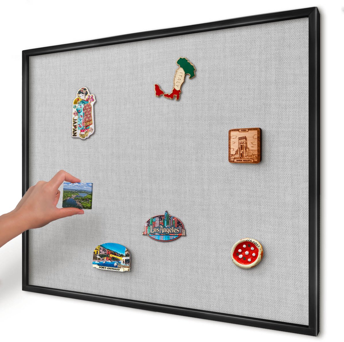 Artprintcave Grijs Magneetbord mit Zwart Frame - 80x60 cm - Subtiele Elegantie Magneet Bord mit Frame - Minimalist Magnetisch Bord - Texturen