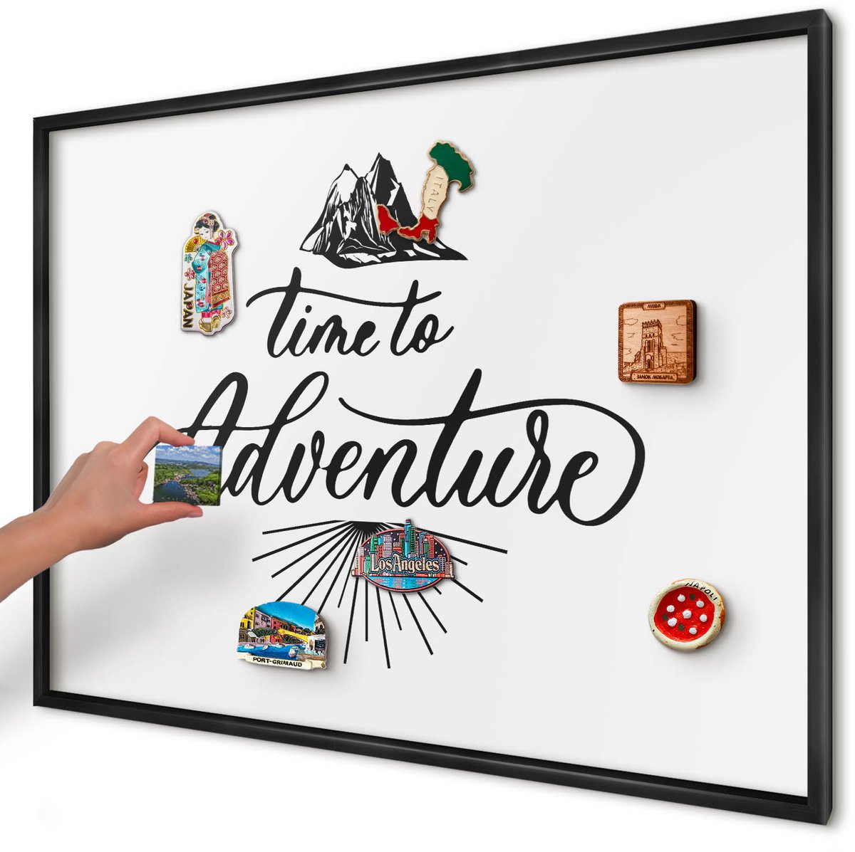Artprintcave Wit Magneetbord mit Zwart Frame - 100x70 cm - De Ontdekkingsreis Magneet Bord mit Frame - Typografisch Notitiebord - Teksten