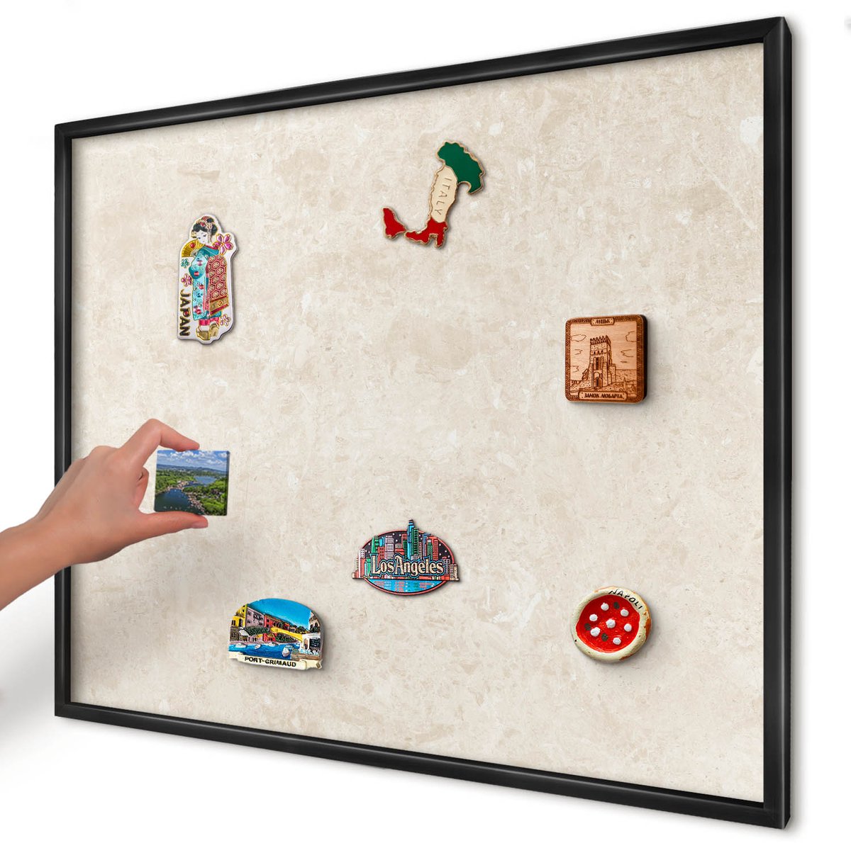 Artprintcave Romig Magneetbord mit Zwart Frame - 80x60 cm - Romige Elegantie Magnetisch Bord Voor Magneten - Minimalist Magnetisch Bord - Achtergronden En Patronen