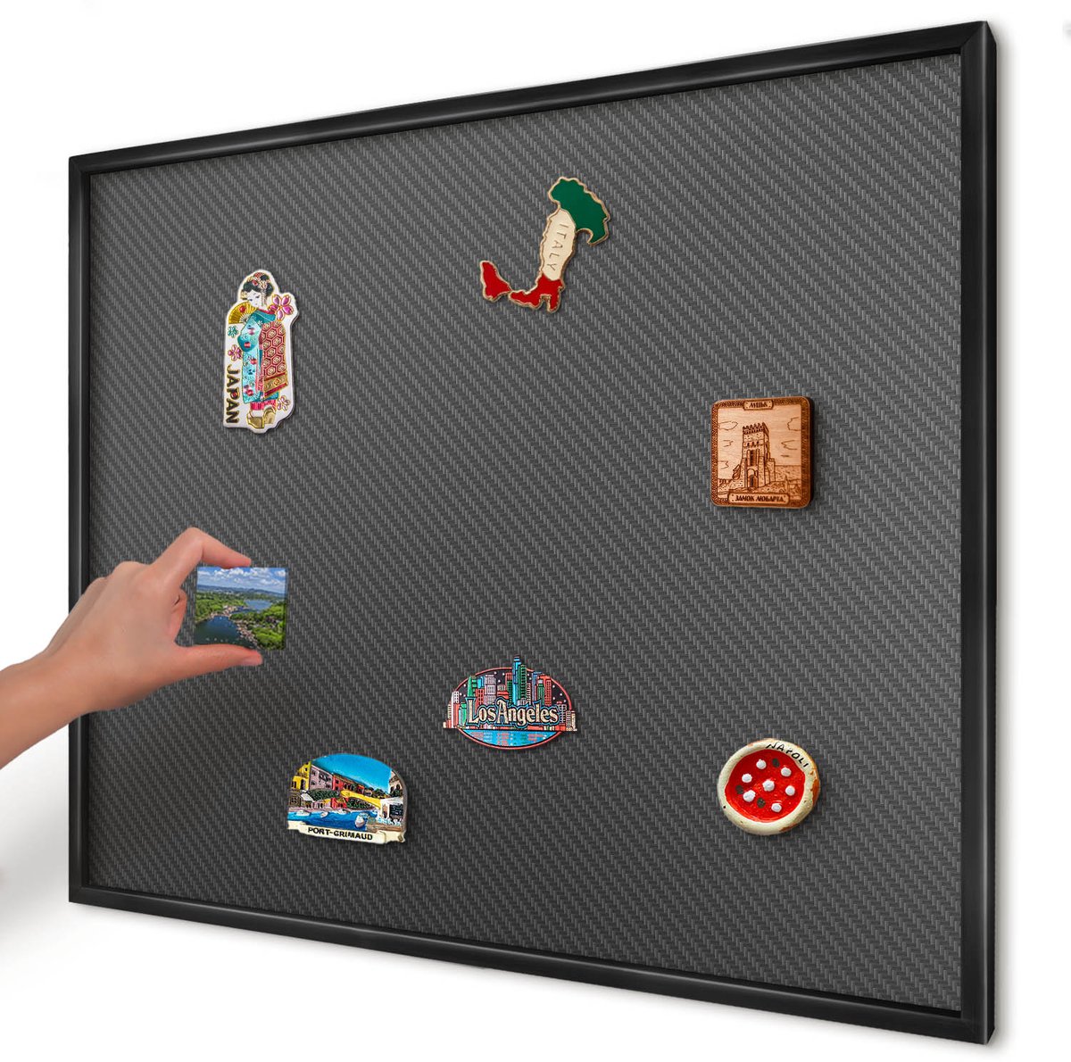 Artprintcave Zwart Magneetbord mit Zwart Frame - 80x60 cm - Geometrische Textuur Magnetisch Bord - Minimalist Magnetische Organizer - Texturen