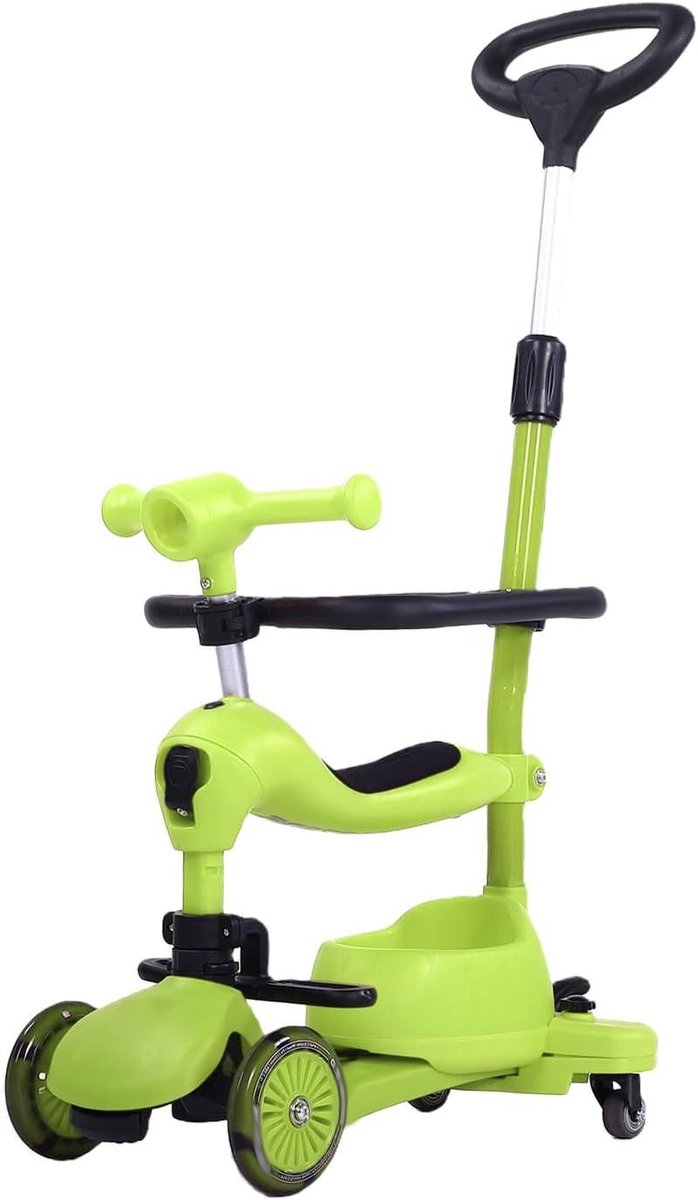 3-in-1 Driewieler Peuter - Loopfiets Kinderen - Buiten Spelen - Draaibare Handgreep - 58 x 34 x 195 cm - Groen