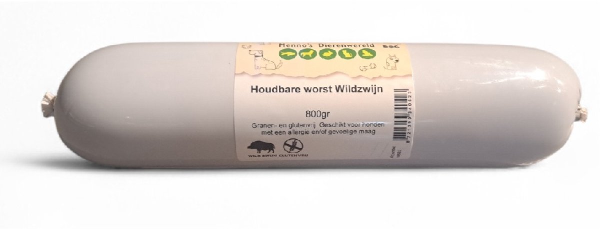 Menno's Dierenwereld Houdbare worst wildzwijn 800 gram