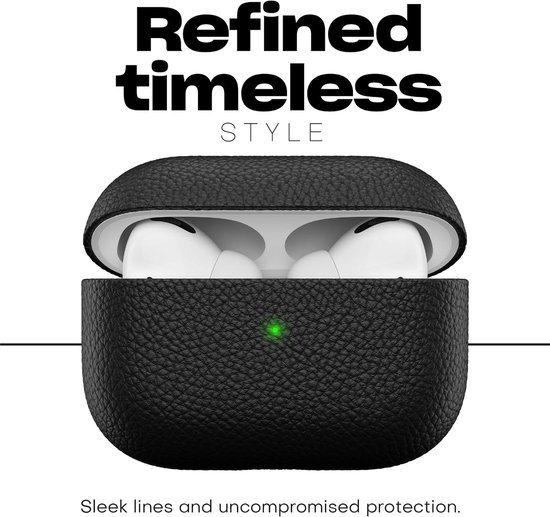 Artisan Leren beschermhoes voor Apple AirPods Pro Case, etui, leren tas echt leer, hoofdtelefoon oortelefoon accessoires, zwart — afbeelding 4