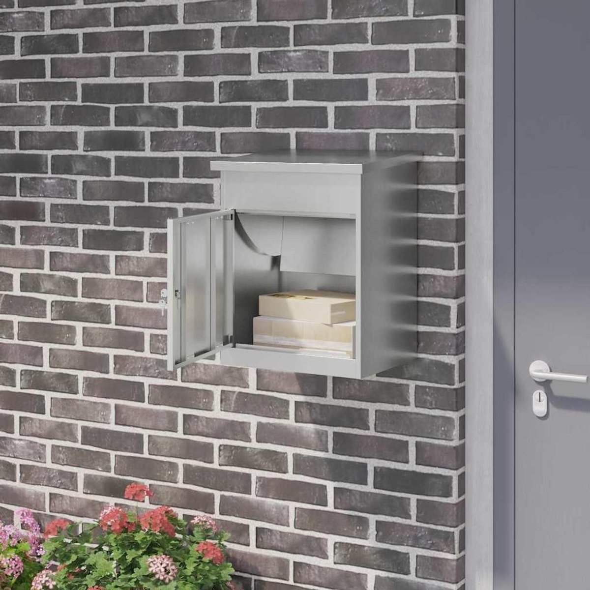 Pakketbox Tuin - Brievenbus Pakketten - Veilige Pakket Ontvangst - Weerbestendige Staalconstructie - 47.5 x 38 x 59 cm - Zwart