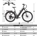 Afmetingen van een grijze TTGO C5 e-bike: totale lengte 1830 mm, stuurhoogte 1150 mm, wielbasis 1130 mm.