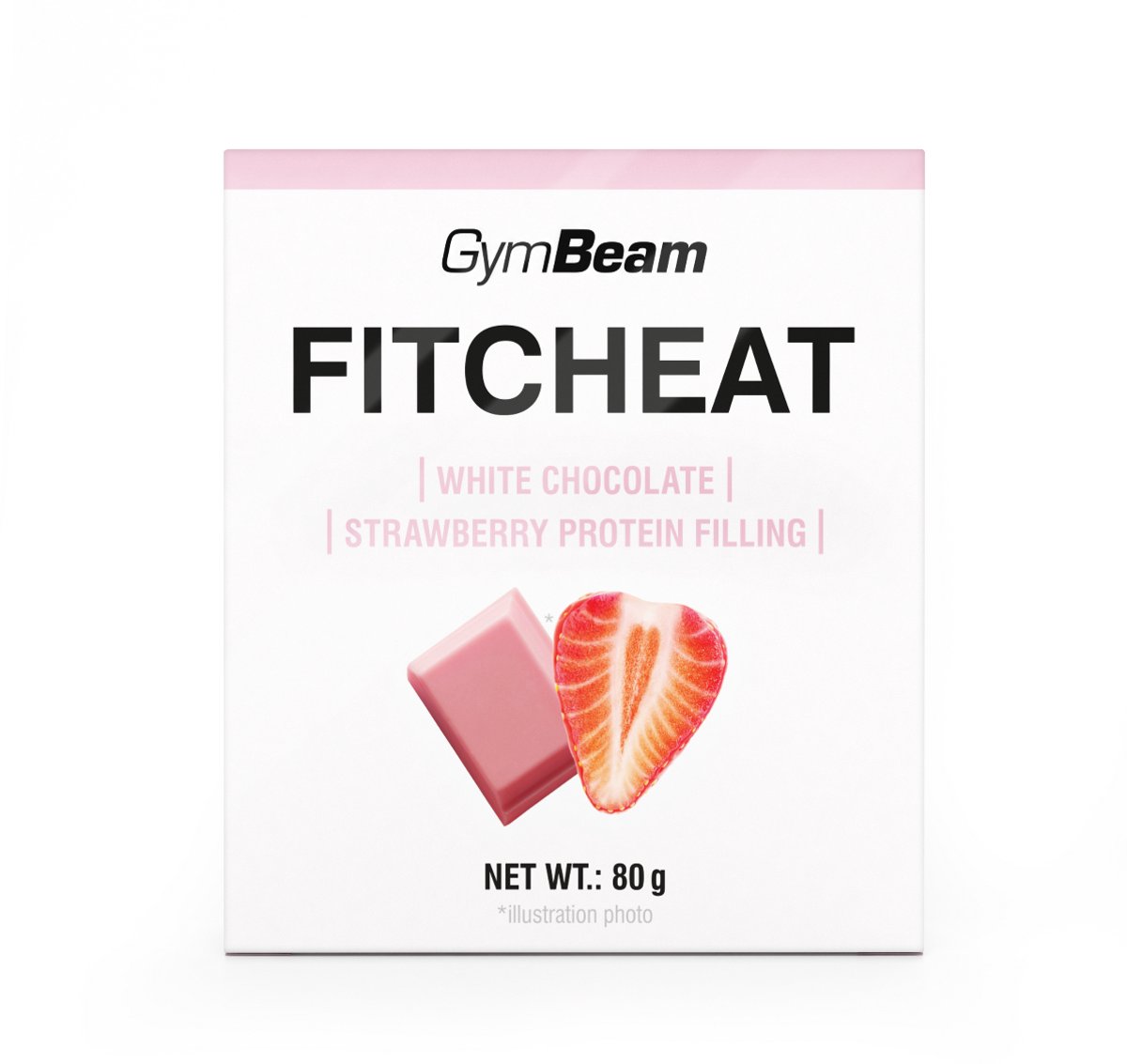 GymBeam Fitcheat Eiwit Chocolade 80 g witte chocolade aardbei