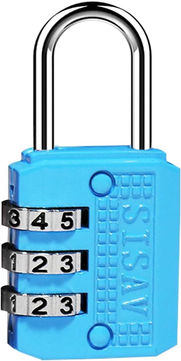 SnelShoppen - 3-cijferige Combinatieslot, Gym Hangslot, Buiten Hangslot, Geschikt voor School Lockers, Gereedschapskisten, Reistas, Blauw (1 stuk)