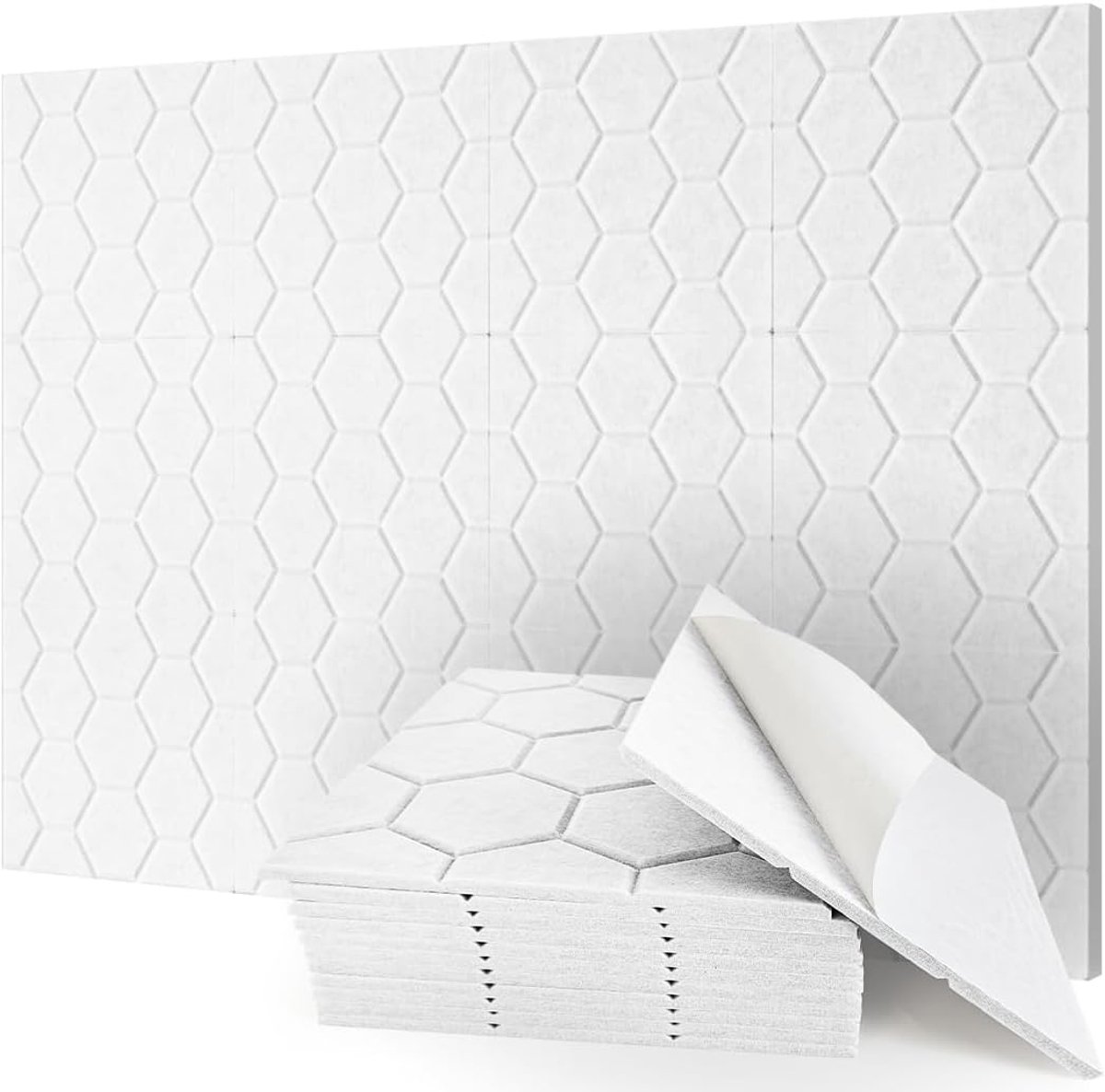 SnelShoppen - 12 Stuks Geluidsabsorberende Panelen Zelfklevend 30 x 30 x 1 cm Vilt Geluidspanelen voor Geluidsstudio Woonkamer Gaming Kinderen Kantoor