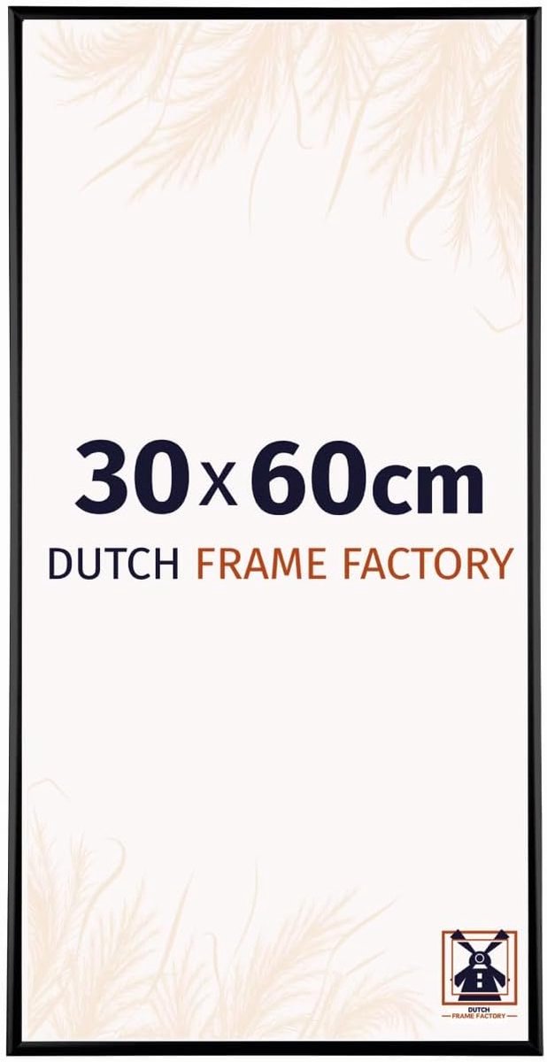 SnelShoppen - Foto lijst 30x60 cm - Zwart Matt - Aluminium Fotolijst met anti-reflecterend kunststof glas - Fotolijst 30x60cm - Voor Thuis en Kantoor