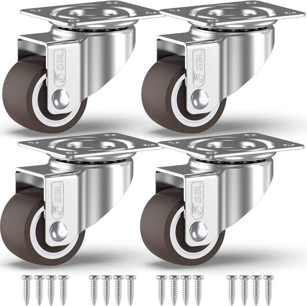 SnelShoppen - Robuuste Meubelwieltjes 25 mm - 40 kg - 4 Stuks Zachte Stille Rubber Trolley Wielen Zilveren Casters voor Meubels