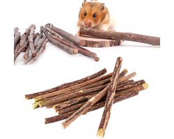 Natuurlijke Snack Sticks voor Kleine Dieren, 200g Appel Takken voor Cavia's, Chinchilla's en Hamsters, Gezonde Kauwsnacks voor Knaagdieren en Konijnen
