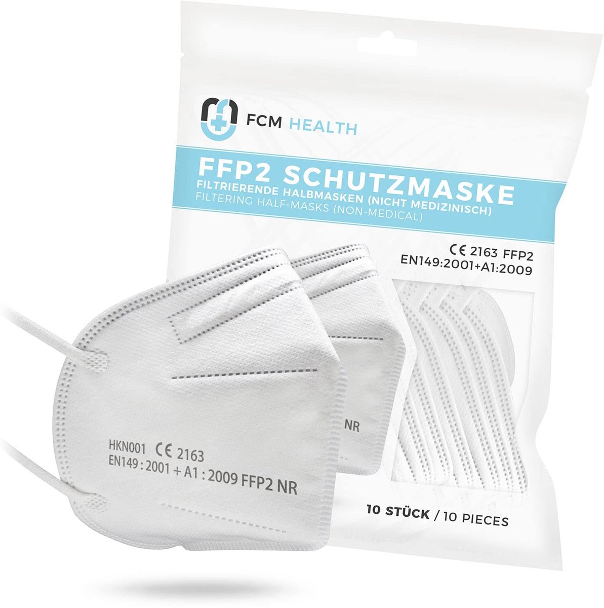 SnelShoppen - 10x FFP2 KN95 Wegwerp Mondneusmaskers - Comfortabel, Ademend, Elastische Oren, 17.5x9.5 cm, Perfect voor Feest, Reizen, Winkel, Bescherm