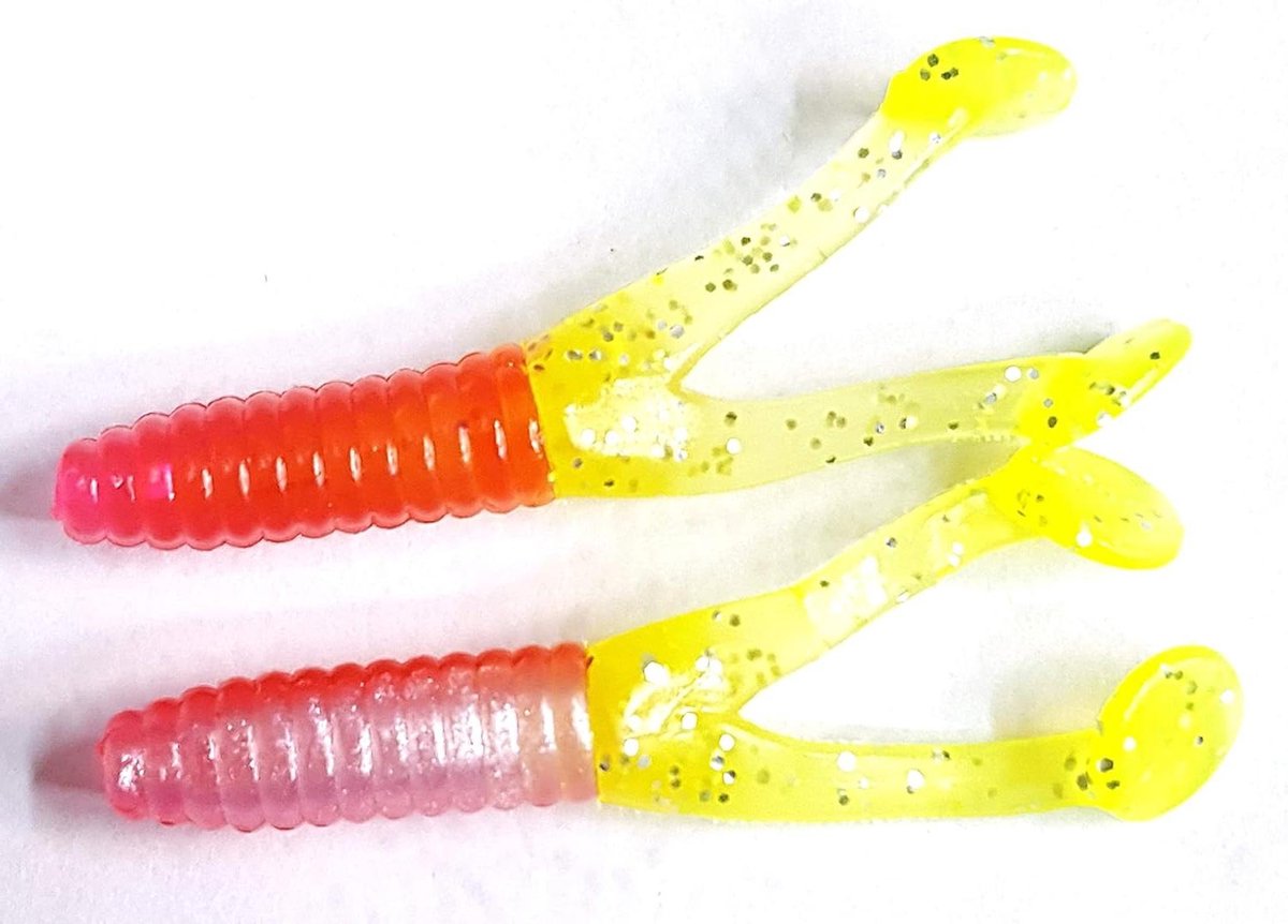 Crappie Scrub - Vissen Aas - Vissen Vangen - Dubbele Paddletail - 1 3/4 inch - Roodgloeiende mama