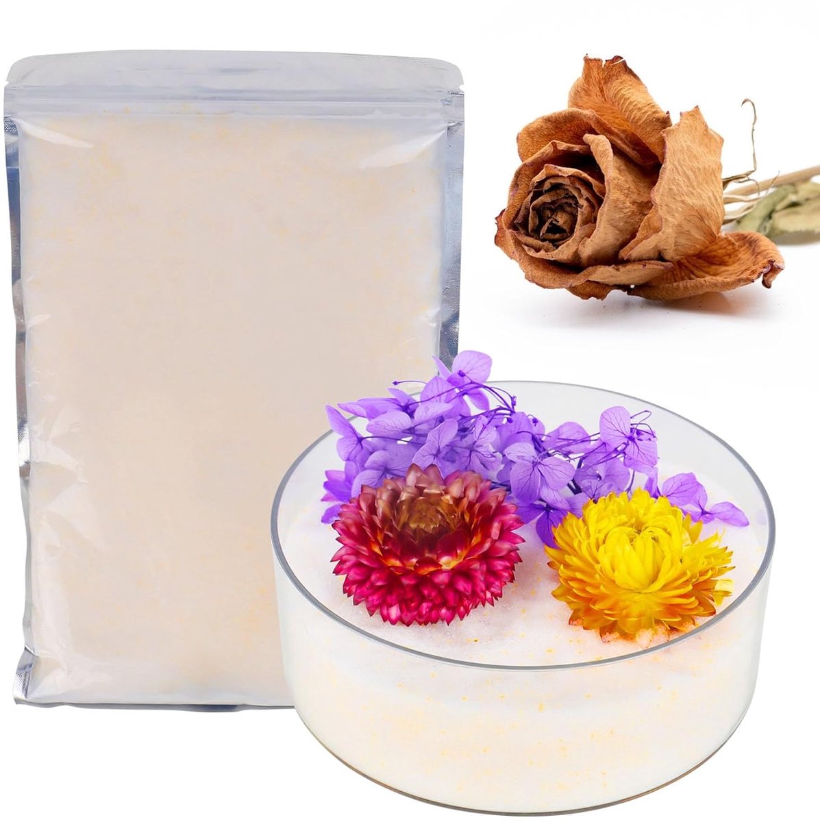 SnelShoppen - XTDMJ Gedroogde Bloemen 900g Silica Gel voor het Drogen van Bloemen, Silica Gel Desiccant voor Creatieve Projecten en Duurzame Decoratie