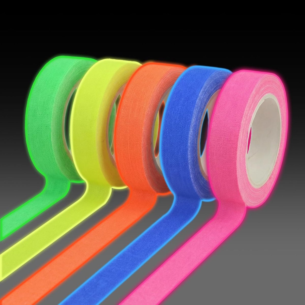 SnelShoppen - 5 Rollen Fluorescerende Zelfklevende Tape 15mm x 5m - Neon Waarschuwingstape voor Trappen, Muren, Podium en Feestdecoratie - Zichtbaar o