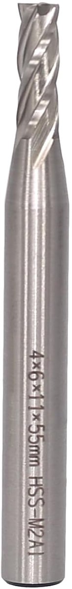 SnelShoppen - CNC Freesfrees 6 mm Schacht Ø 4 mm, 4-snijder HSS Spiralfrezer voor Metaal, Aluminium en Hout, Ideaal voor Sleuven en Snijden