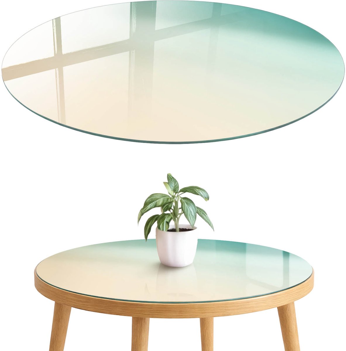 ArtPrintCave Kleurrijk minimalisme Glazen Tafelblad fi70 cm - Tafelblad Rond - Beige Bureaublad - Achtergronden en patronen Bureaublad