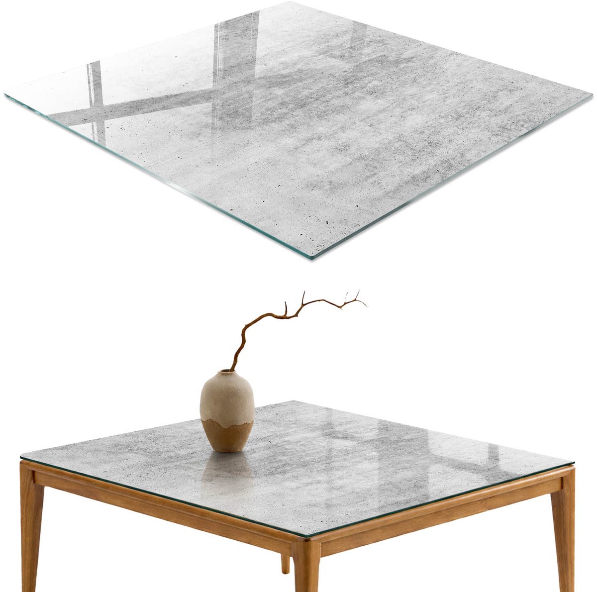 ArtPrintCave Betonontwerp Glazen Tafelblad 60x60 cm - Tafelblad Rechthoek - Grijs Eettafel Met Glasplaat - Texturen Bureaublad