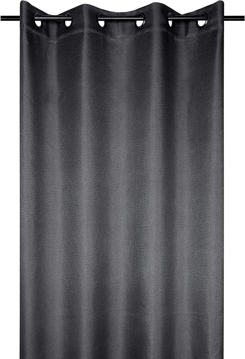 SnelShoppen - Verduisteringsgordijn Kopenhagen met oogjes - Antraciet - 140 x 260 cm - Ideaal voor Woonkamer en Slaapkamer - Verduisterend en Isoleren