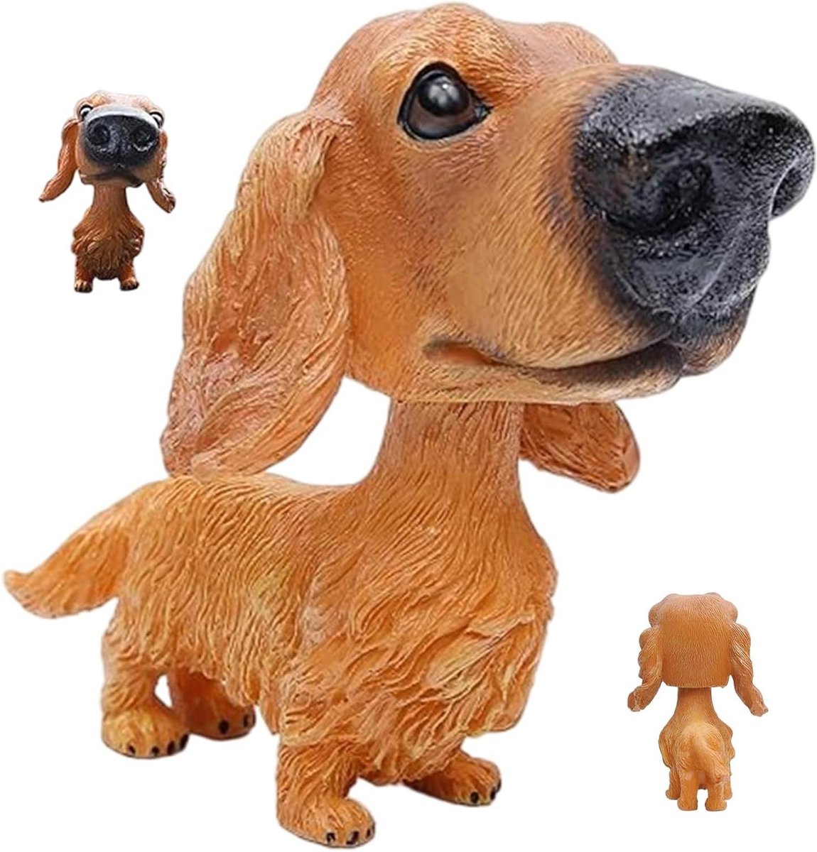 Knikkende Hond Dashboard - Hondenbeeldje Auto - Auto Decoratie - Schattig Knikkend - 12 cm - Bruin