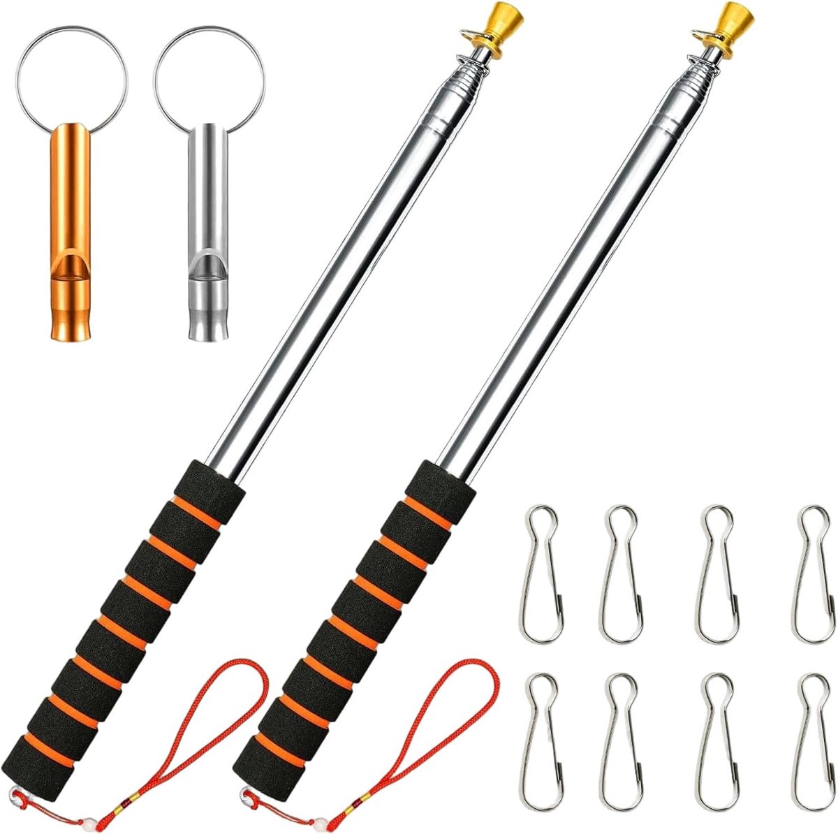 2 stuks, vlag, telescoopstang, 3 meter, roestvrij staal