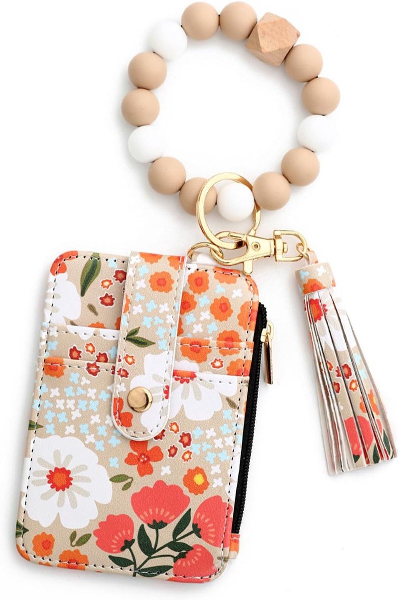 Boho-portemonnee met kralen, sleutelhanger, polsportemonnee met
