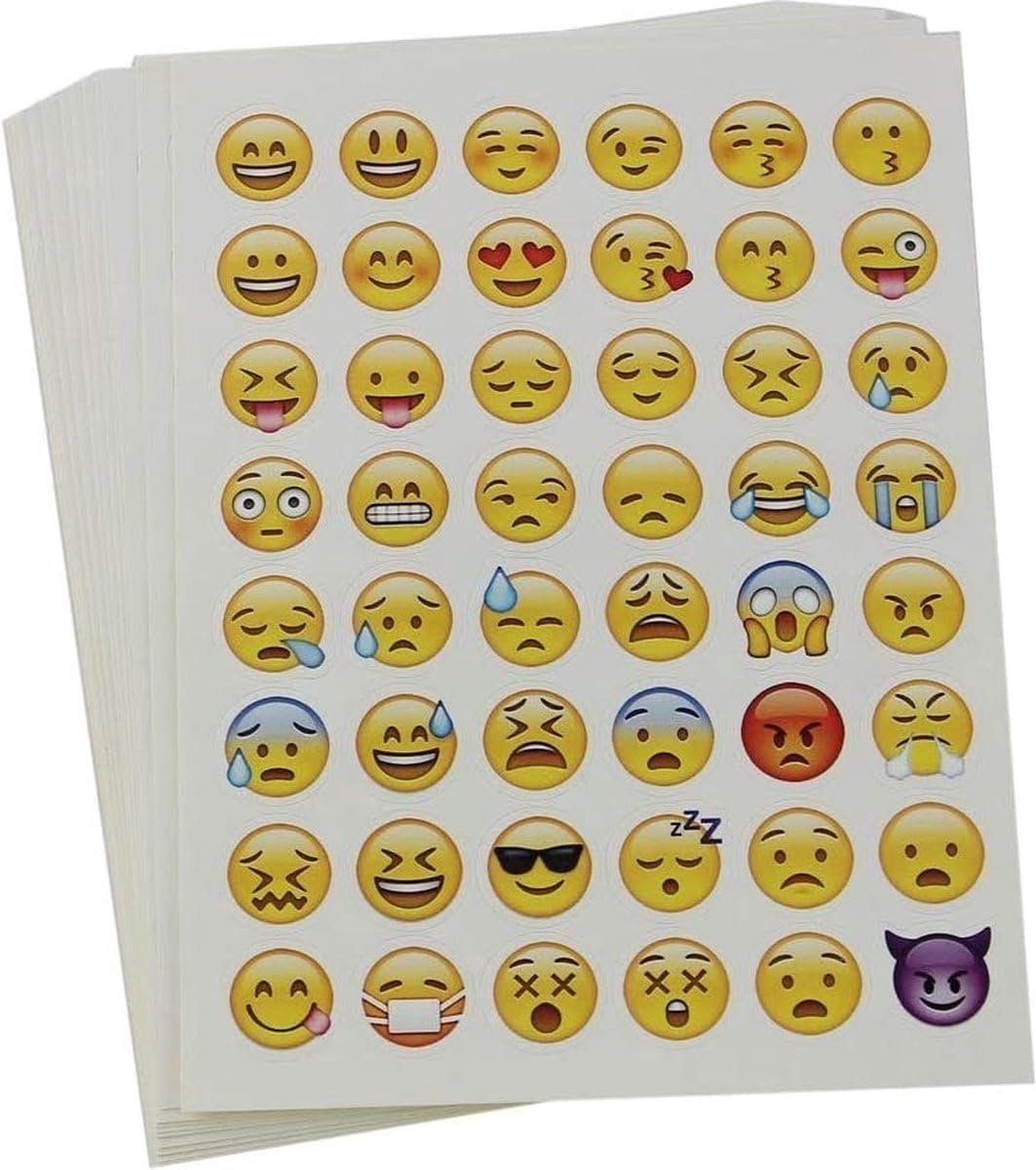 - Emoji Stickers - Emoji - Coole stickers - Emotie stickers - 12 velletjes - 48 stickers per vel - Cadeautje