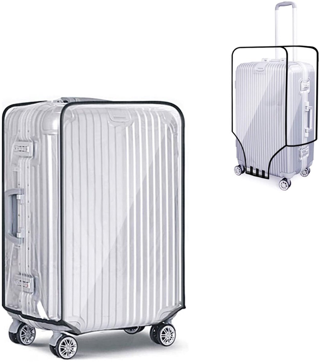 Kofferhoezen, transparant, bagagebescherming, bagagekofferafdekking, transparante pvc-bagageafdekking, anti-stof, anti-kras voor reizen (76 cm), transparant, 28 EU, transparant