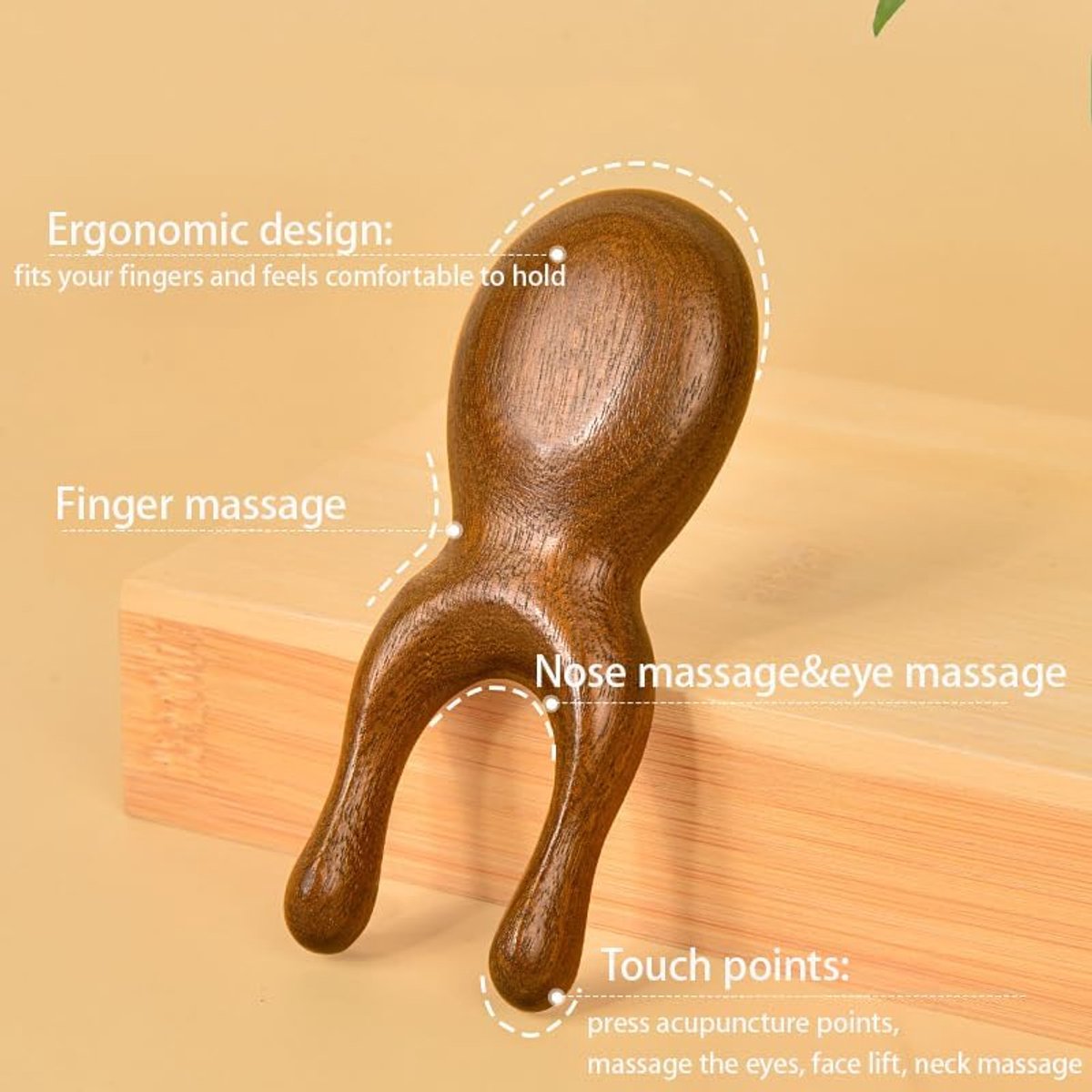 Hoofmassage van hout, guasha-kam, massagekam en schrapen, massagegereedschap, hoofd-/gezicht/nek/full-body massageapparaat voor spa- en ontspanningstherapie (A2)