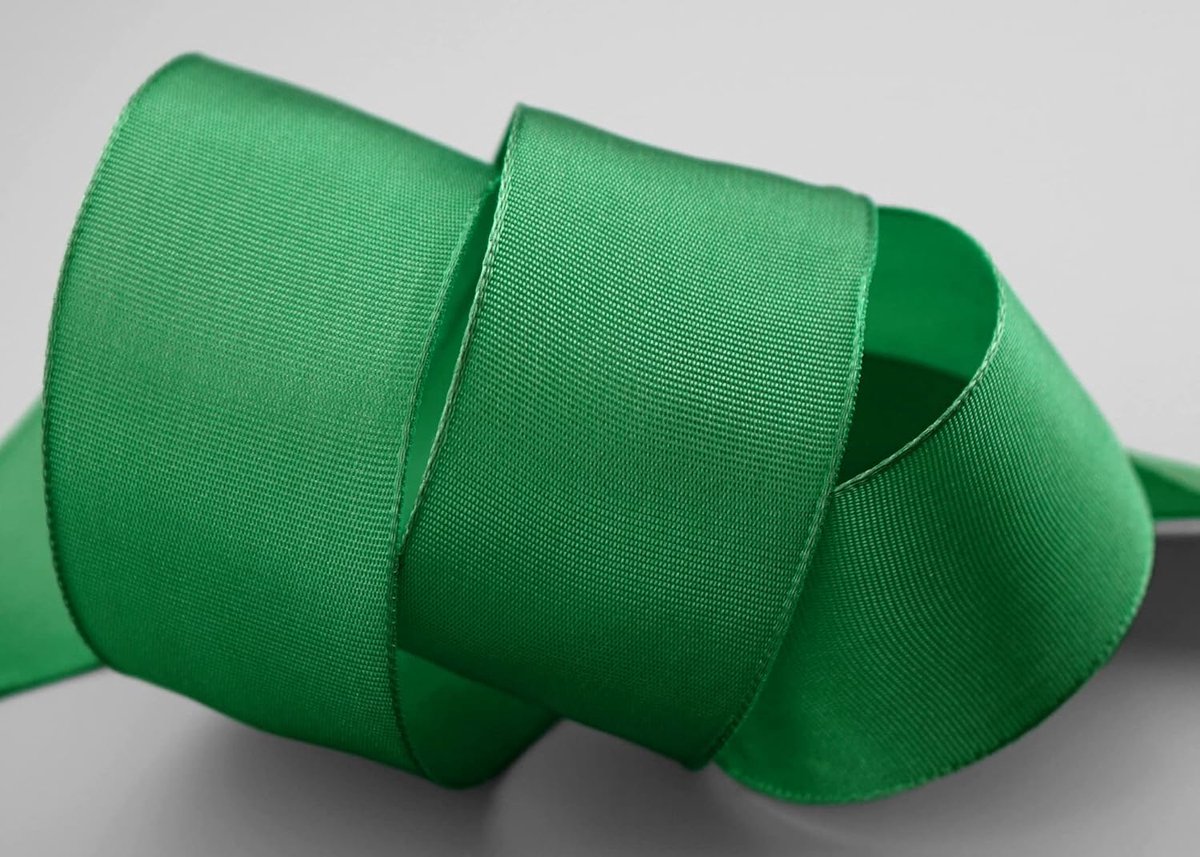 25 m x 40 mm draadrandband groen grasgroen (137) decoratielint met