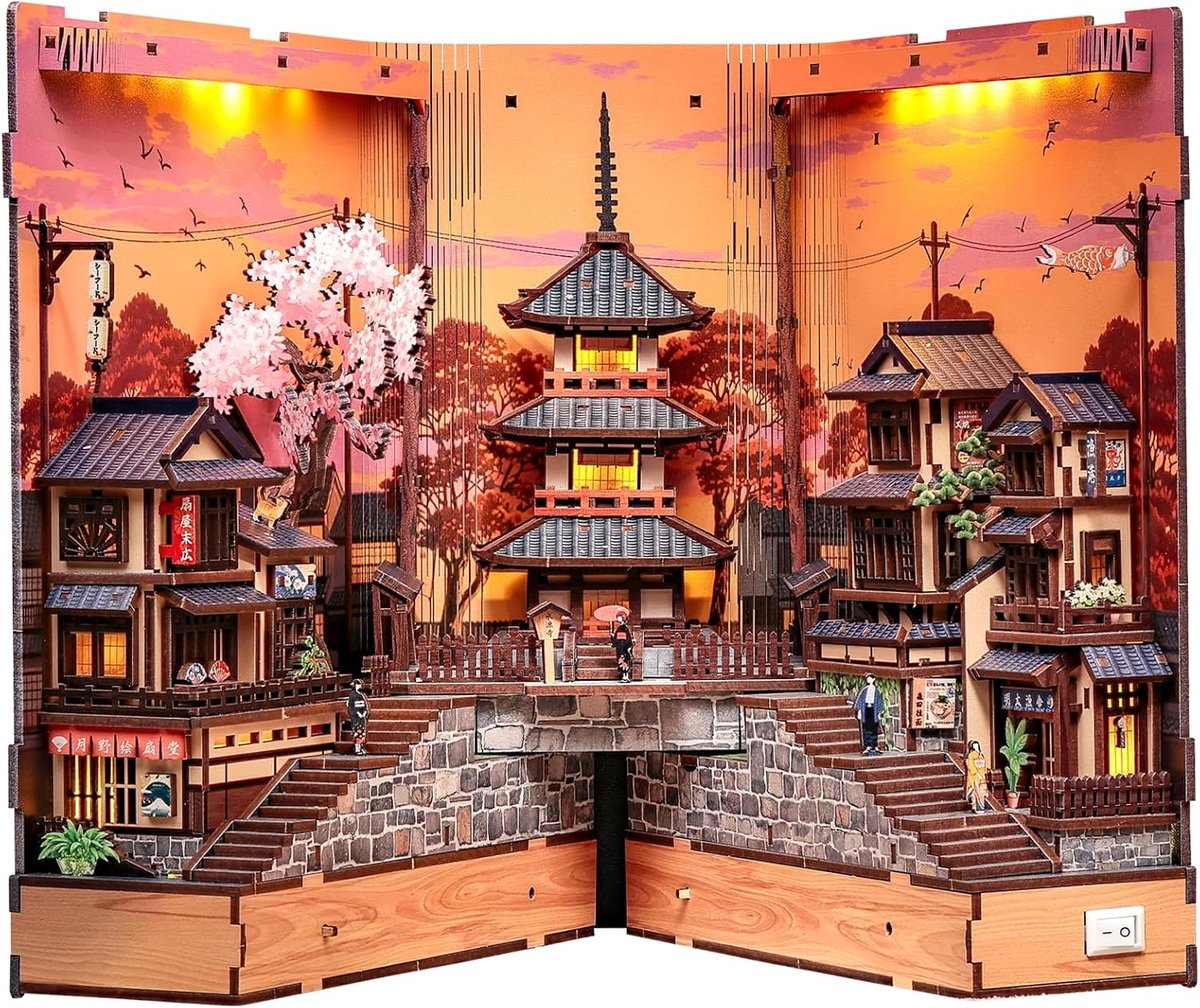 Book Nook Kit - Japanse Book Nook Kits voor Volwassenen - 3D puzzels Plankdecoratie - Geweldig Cadeau voor Boekenliefhebbers van 14 jaar en ouder