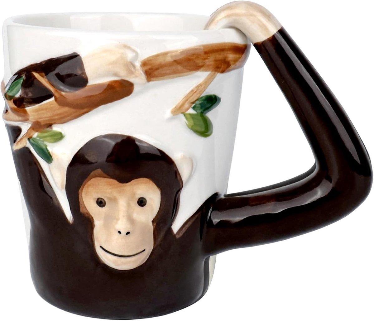 Aap Koffiekop, 3D-Motief Aap Keramiek Beker, Gepersonaliseerde Aap