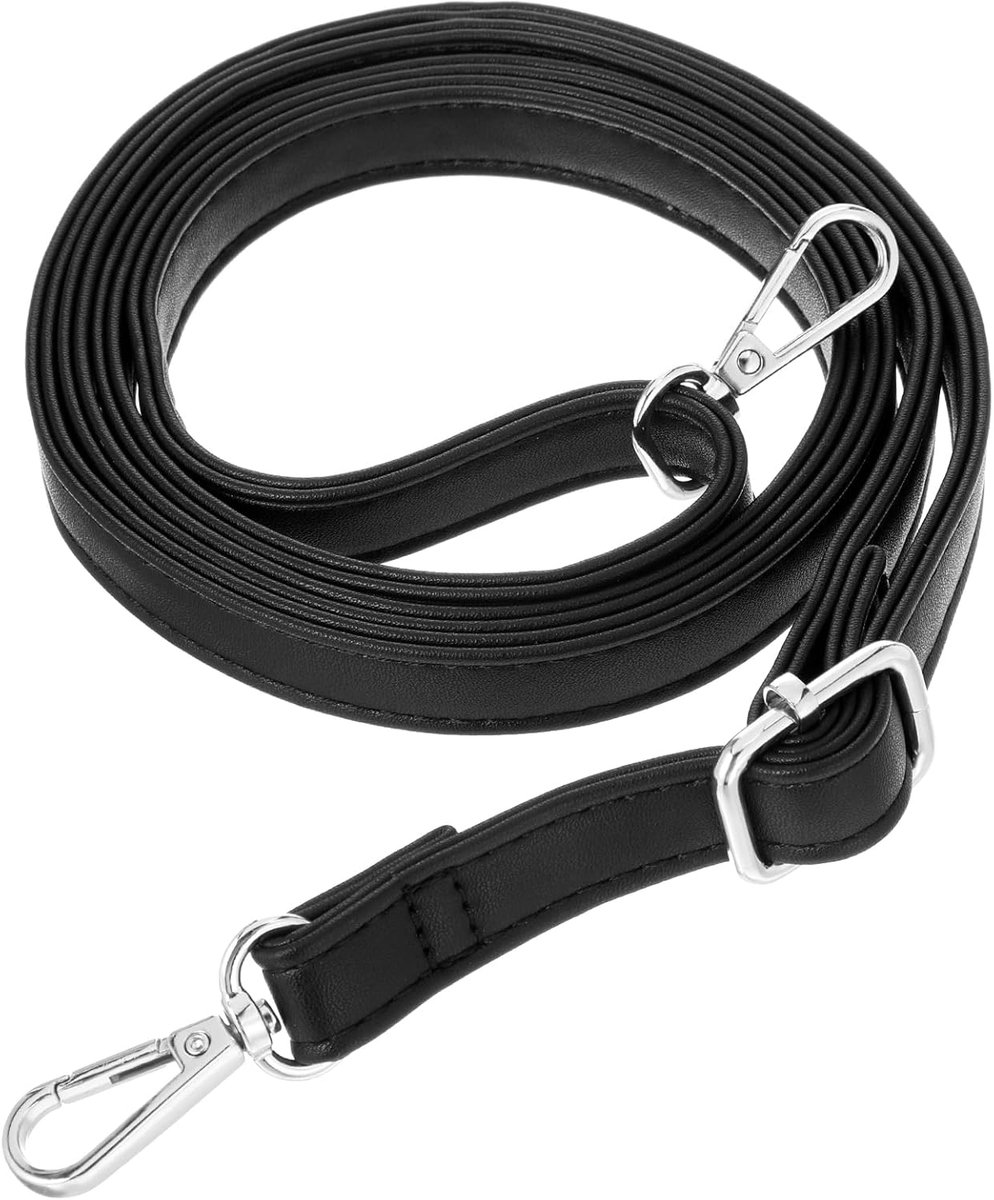 schouderriem voor tassen, zwart, vervangende schouderriem, 85-150 cm, riem voor schoudertas, leer, portemonnee, lange schouderriem voor tassen, handtassen (zilveren gesp)