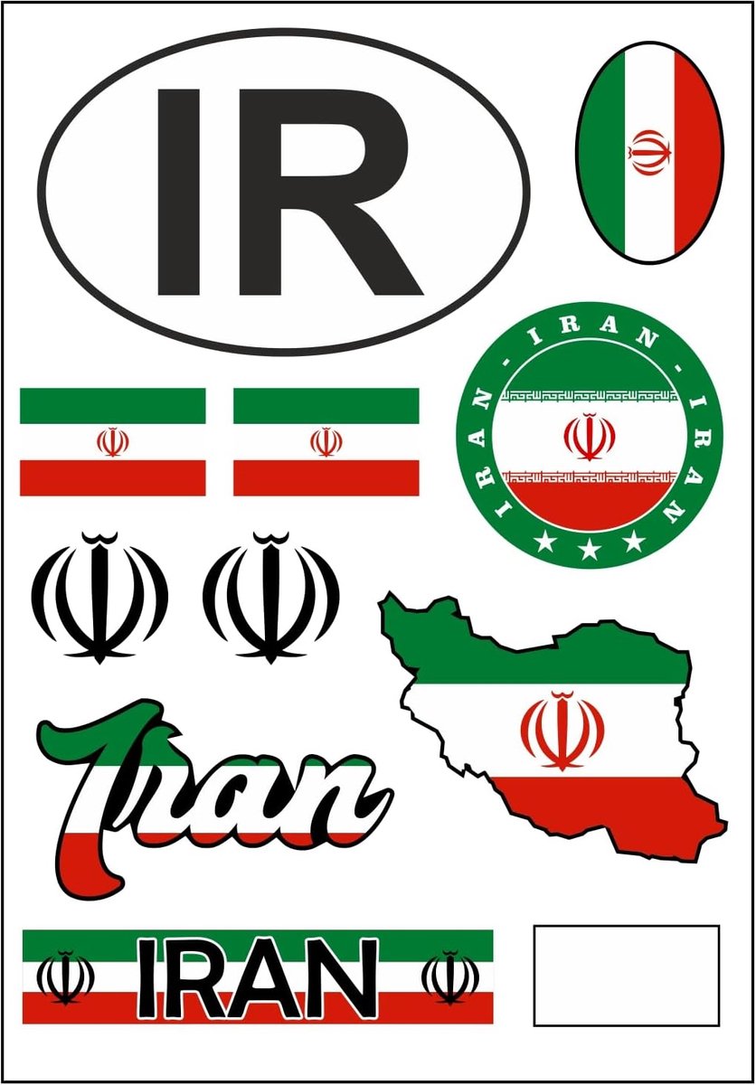 Stickerkaart Iran - 10-delige sticker set - Waterproof vinyl - Versierd je auto of motor - ShopVlot