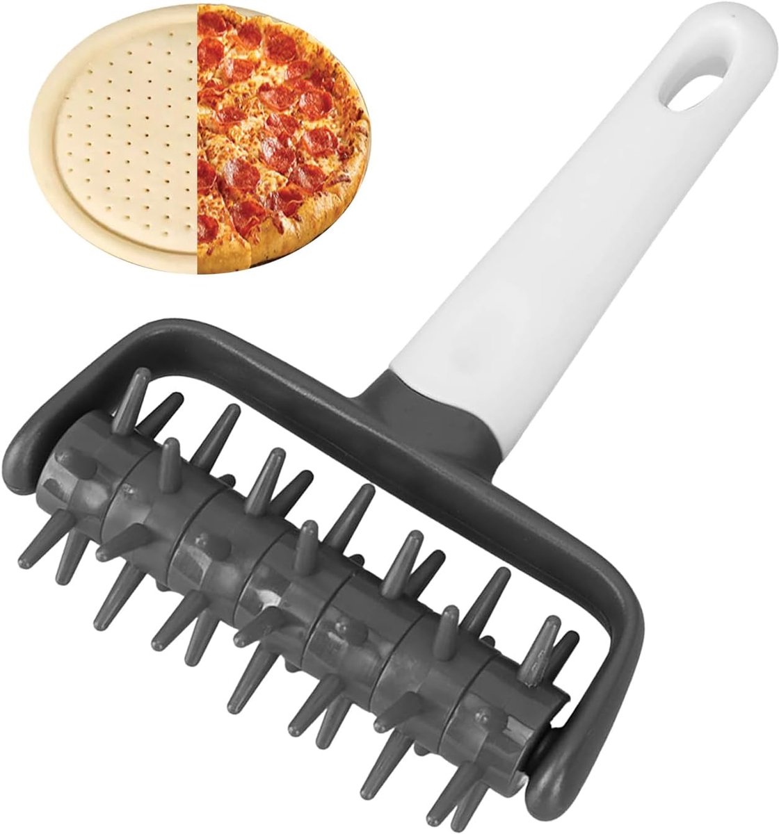 Pizzadeeg Docker Grijze Plastic Pizza Pin Puncher met spikes, Keuken