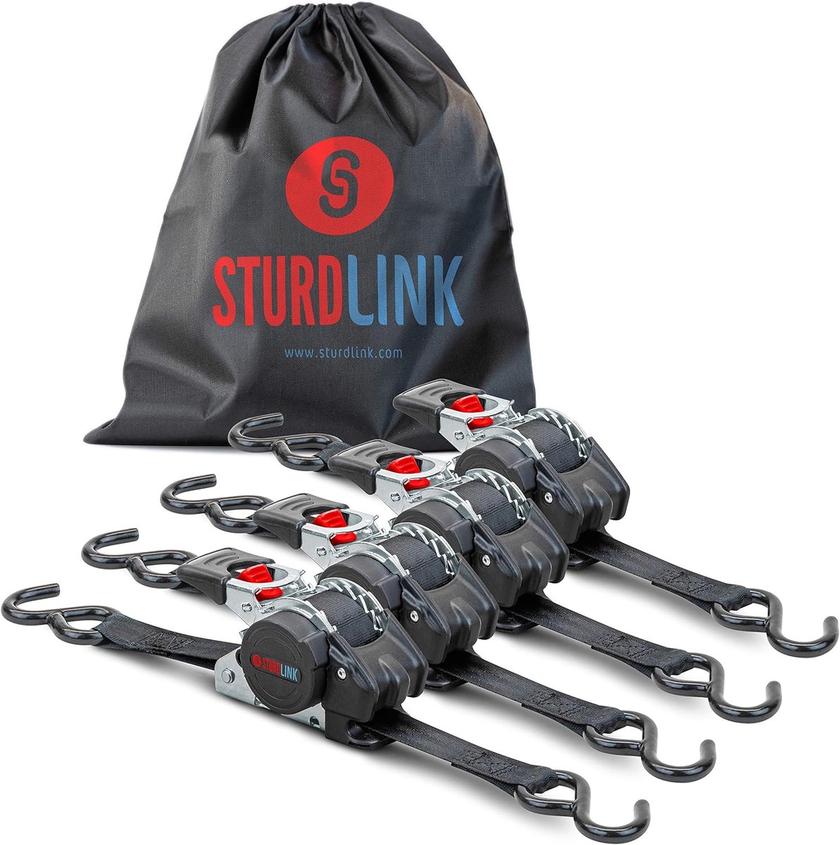 Sjorbanden met automatische ratel en S-haak 25mm - 3m lengte - 600 kg capaciteit - ideaal voor trailers - ShopVlot