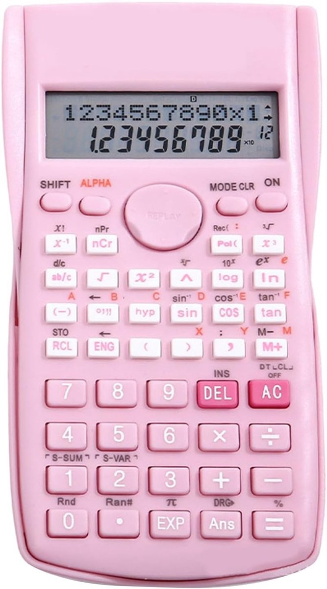 SnelShoppen - Wetenschappelijke Calculator, 2-Regelige 12-Cijferige Groot Scherm, Calculator Voor Studenten, Breuk Calculator Met Schuifbare Hard Cove