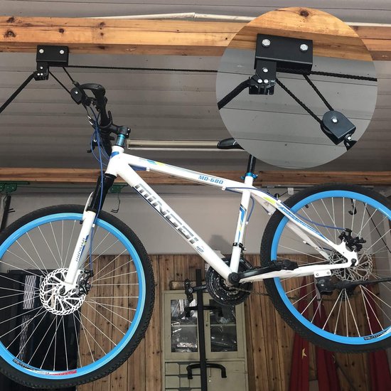 Fietshouder Plafondlift - Fietslift Fietsopslag - Fietsen Ophangen - Robuuste Katrolconstructie - Max 57 kg - Zwart — afbeelding 3