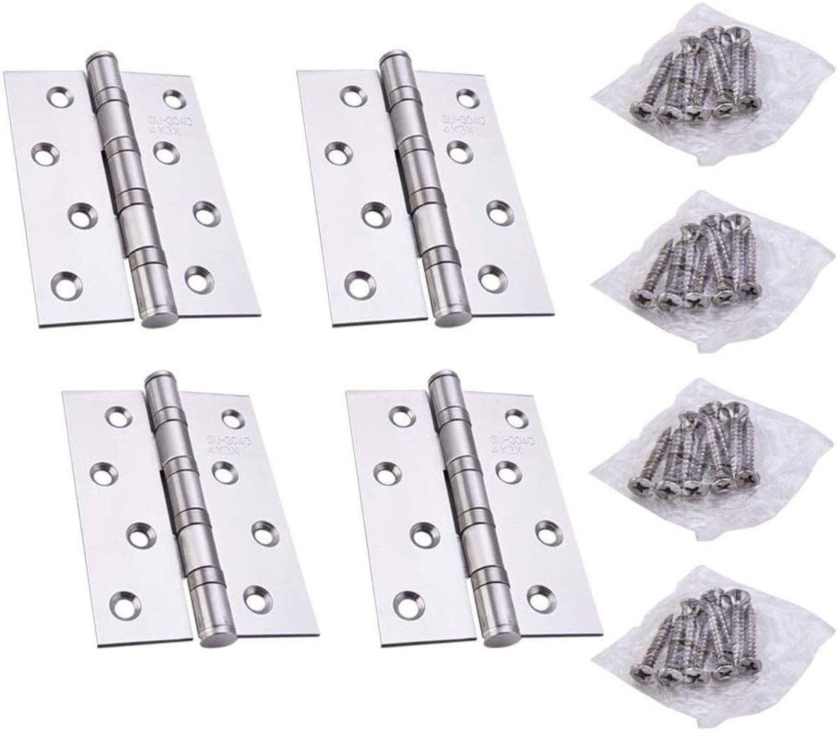 Scharnieren - Roestvrij Staal Buiten Hardware Deurkast Scharnieren - Meubellager Met Schroeven, 4 Inch (100x75x2mm) - 4 Stuks
