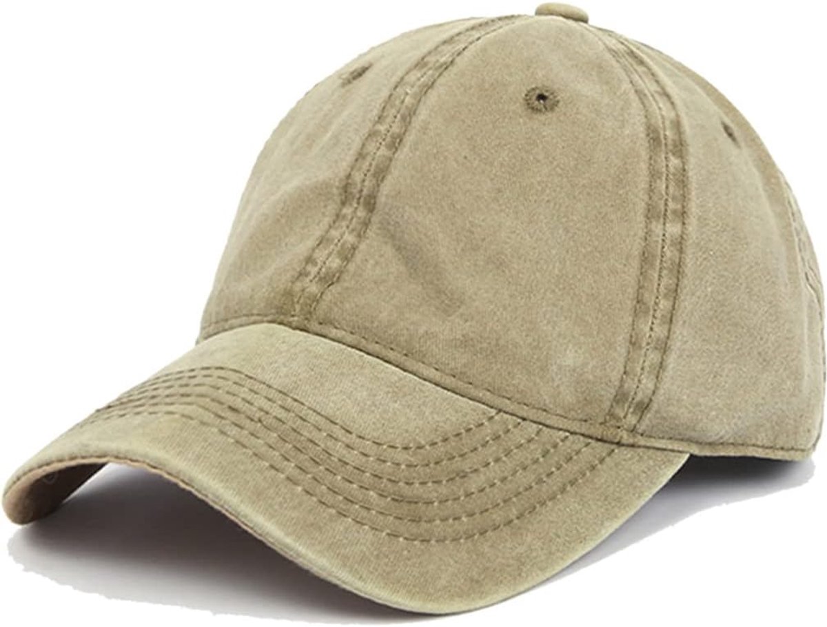 Honkbalpet van katoen, anti-zonne-baseballpet voor mannen en vrouwen, zomer, uniseks, verstelbare petten, sport, baseballpet voor dames, staart, Kaki, 58 cm