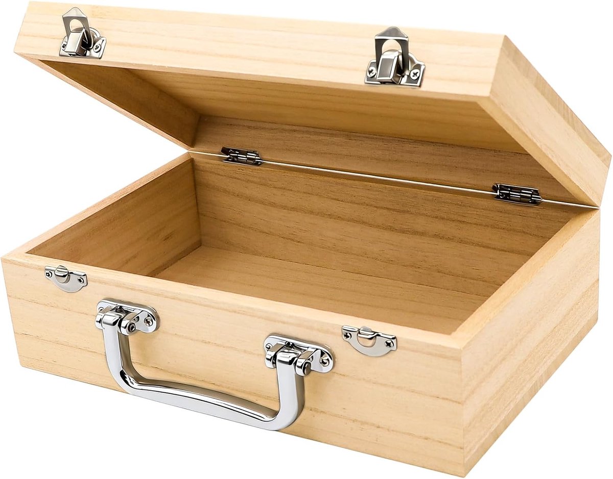 houten kist met deksel, houten kist met sluiting, houten kist, koffer, herinneringsdoos, opbergdoos om te beschilderen, graveren, DIY versieren