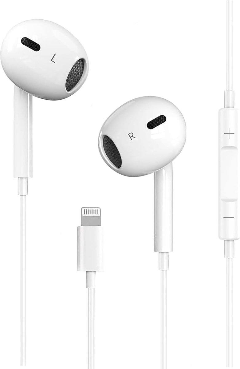 MFi gecertificeerde Lightning-oordopjes met kabel, in-ear hoofdtelefoon voor iPhone 14/14 Plus/13/12/11/8/7 X Pro Max
