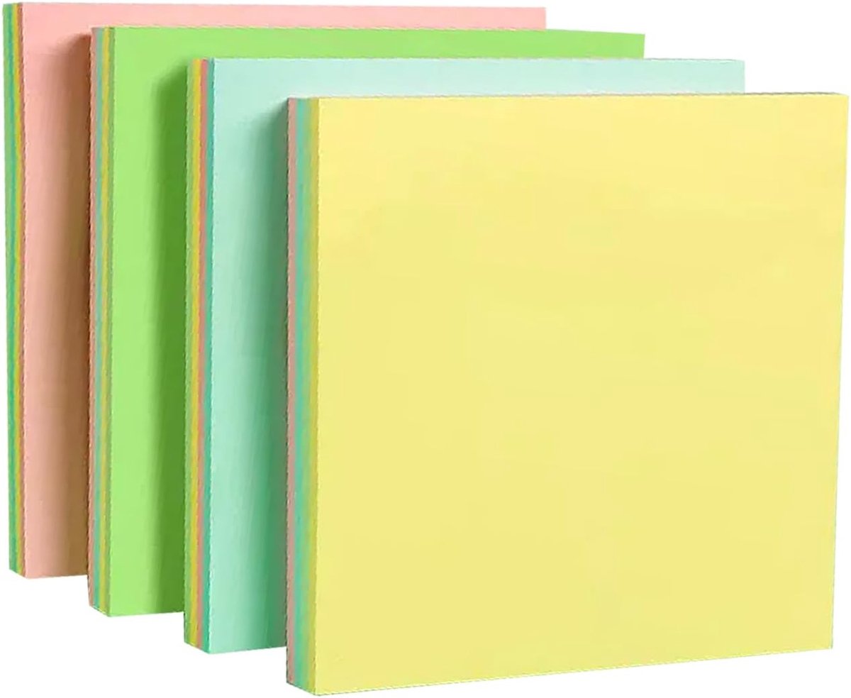 Zelfklevende notitieblaadjes, 7,6 x 7,6 cm, heldere kleuren, zelfklevende, totaal 400 vellen, eenvoudig om notities te plaatsen voor studie, werk en dagelijks gebruik