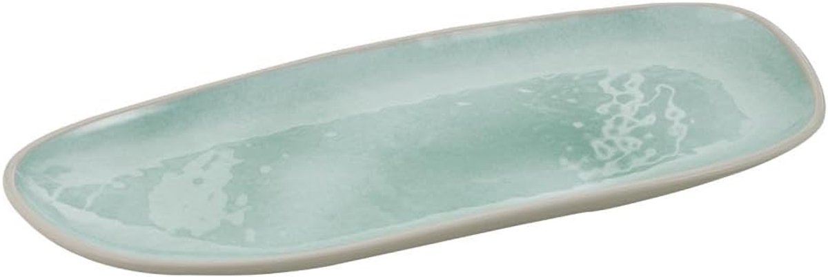 85473 Bord CALA - melamine groen/grijs, 34 x 15 cm, stapelbaar