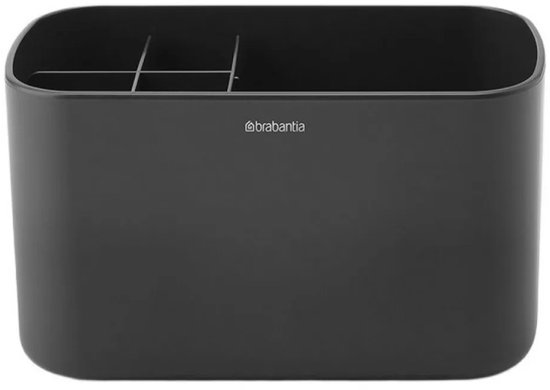 Donkergrijze Brabantia tandenborstelhouder met vier vakken.
